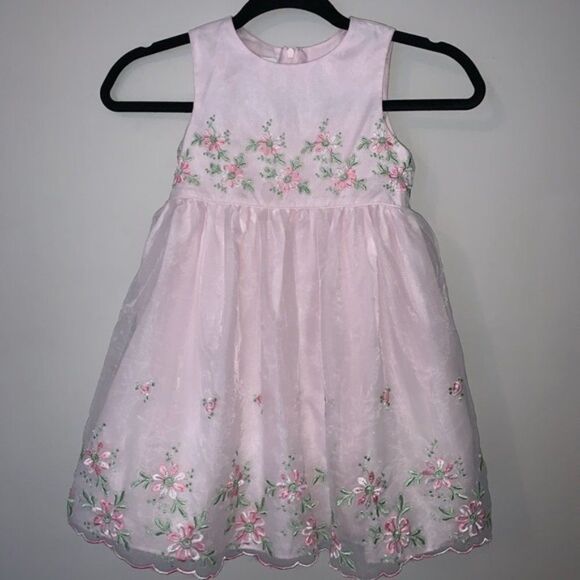 Cute Bonnie Jean Pink Floral Embroidered Dress 6X - Picture 1 of 7
